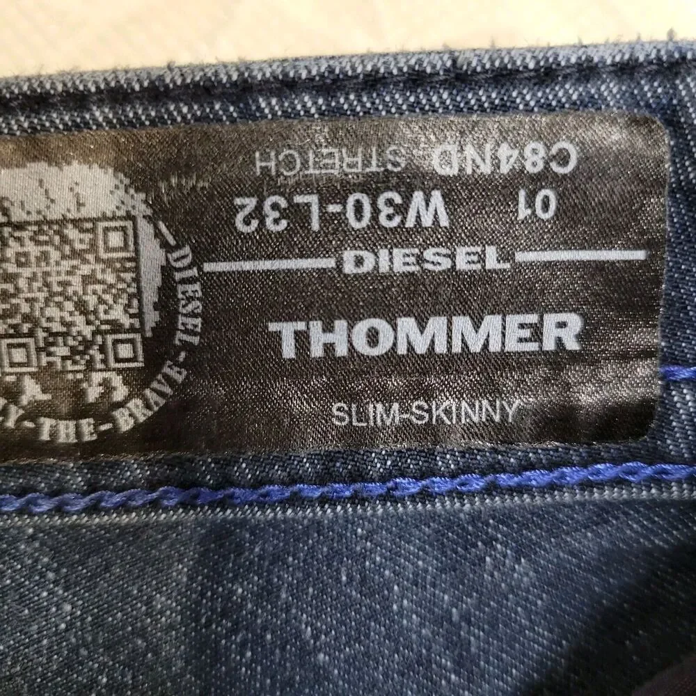 Diesel Jeans‎ Mens 30x32 Thommer Slim Skinny Very Distressed Holes Rock And Roll